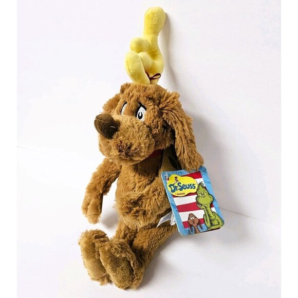 Dr Seuss Max Plush Reindeer Dog 12" By Aurora World 2018 With Red Bow & Antlers - Picture 6 of 6